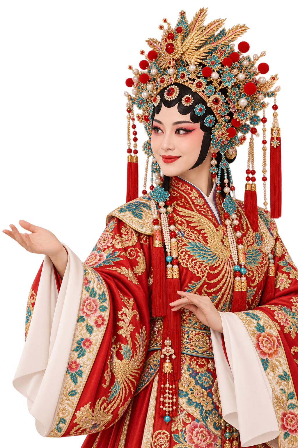A Peking Opera dan performer welcoming travelers to China